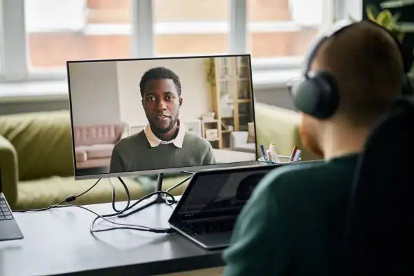 Man attending online mediation Epping MIAMS session